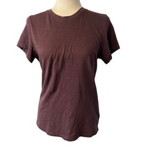 Quince 100% Organic Cotton Slub Crewneck T-Shirt Dried Fig Brown Small